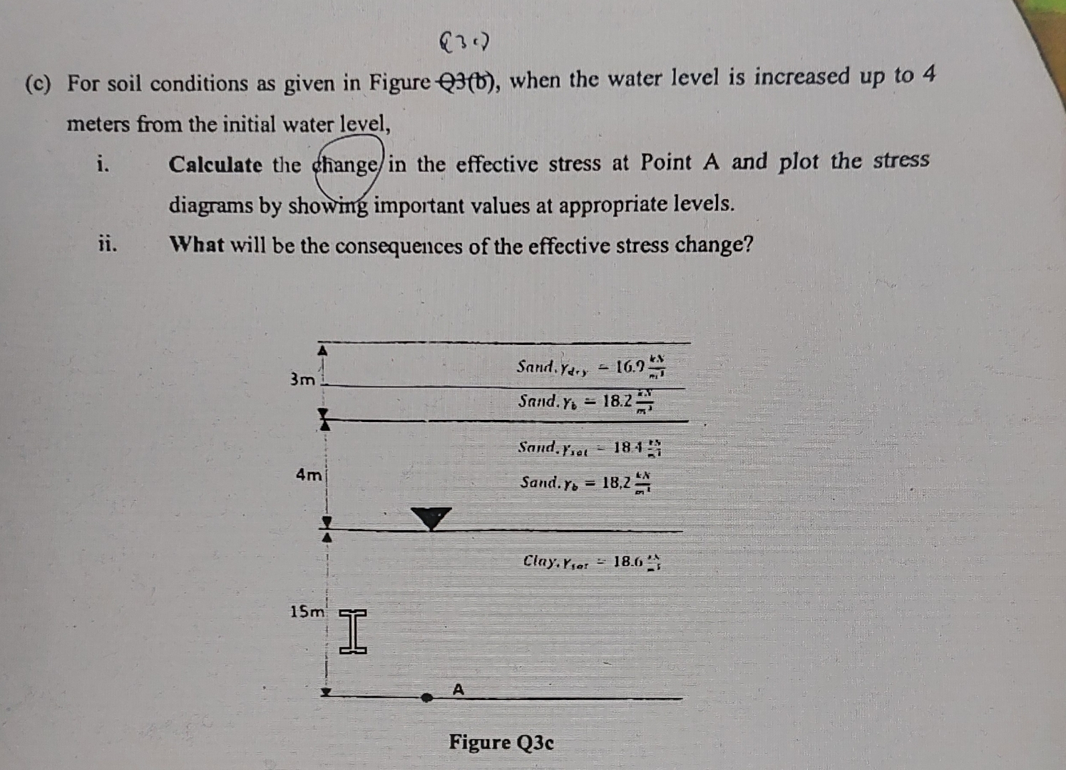 ( c ) For soil conditions as given in Figure Q 3