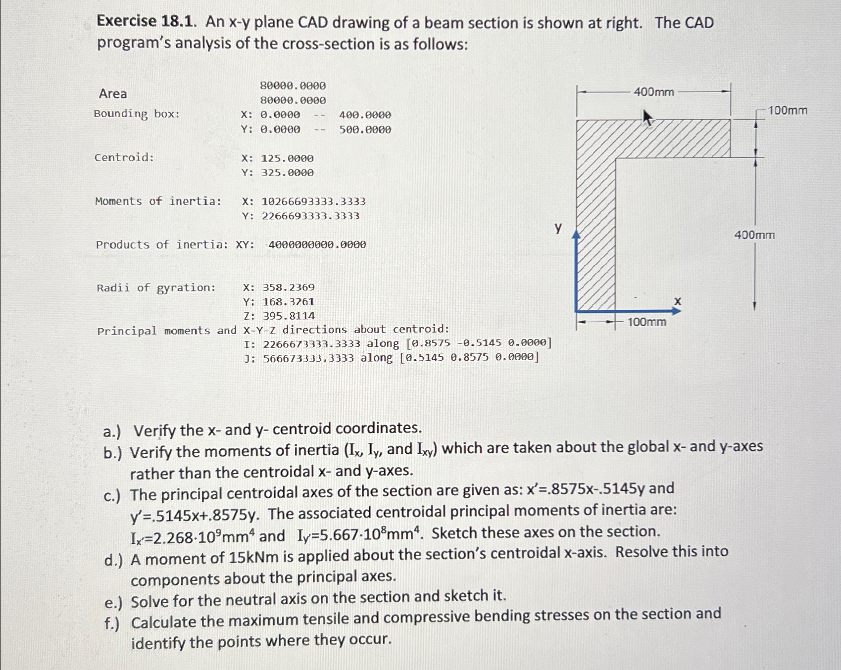 Exercise 1 8 . 1 . An x - y plane CAD drawing of