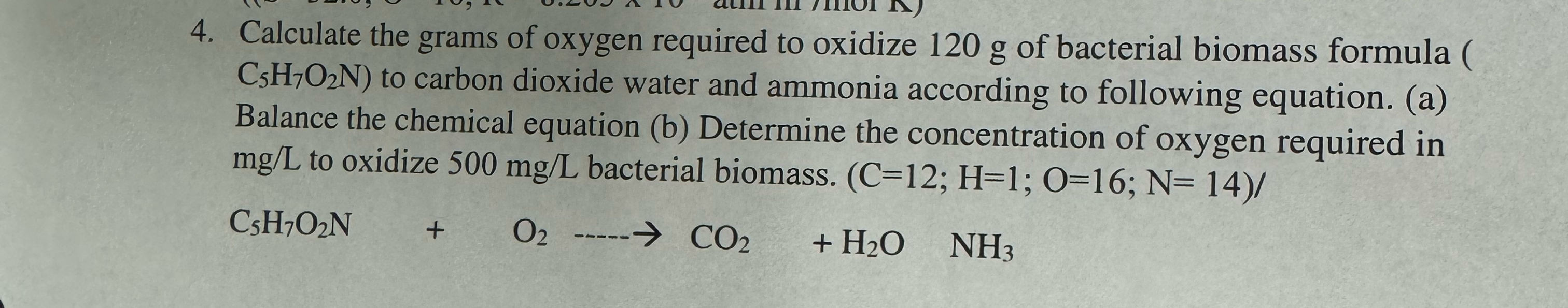 Calculate the grams of oxygen required to oxidize