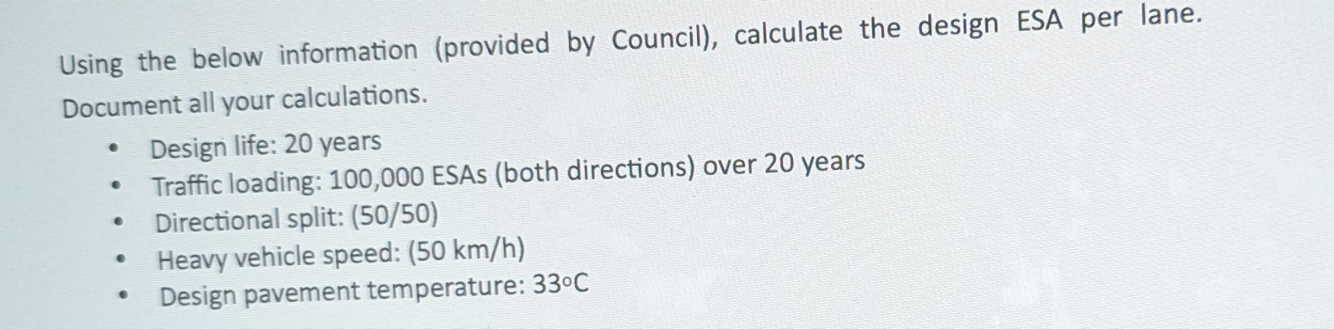 Using the below information ( provided by Council