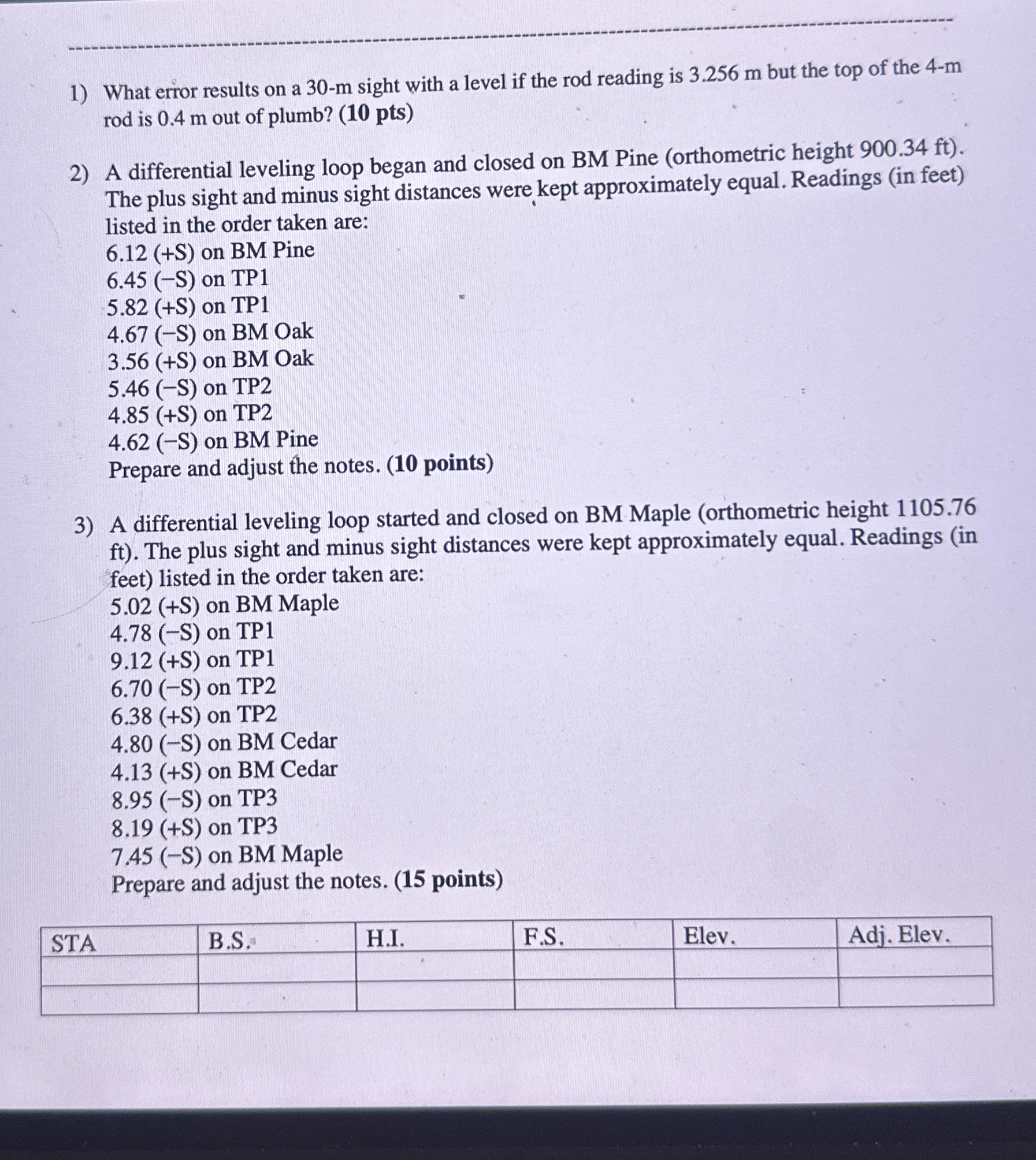 What error results on a 3 0 - m sight with a