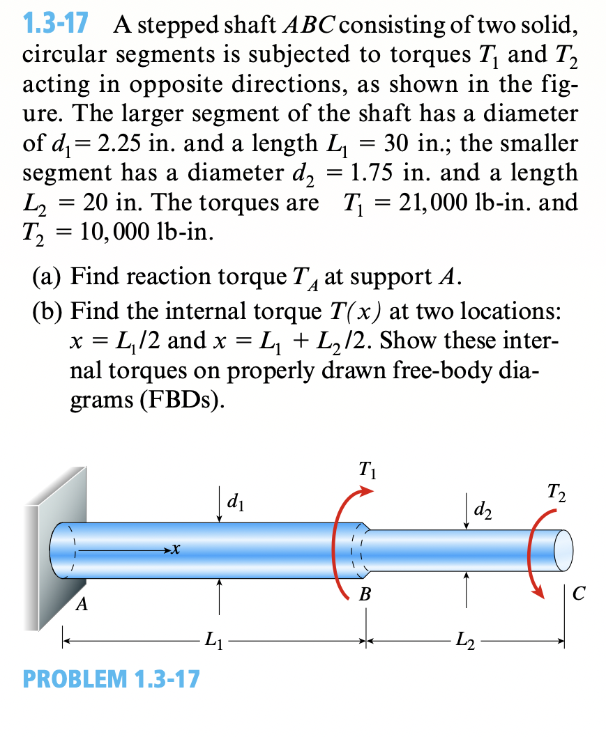 1 . 3 - 1 7 A stepped shaft ABC consisting of two
