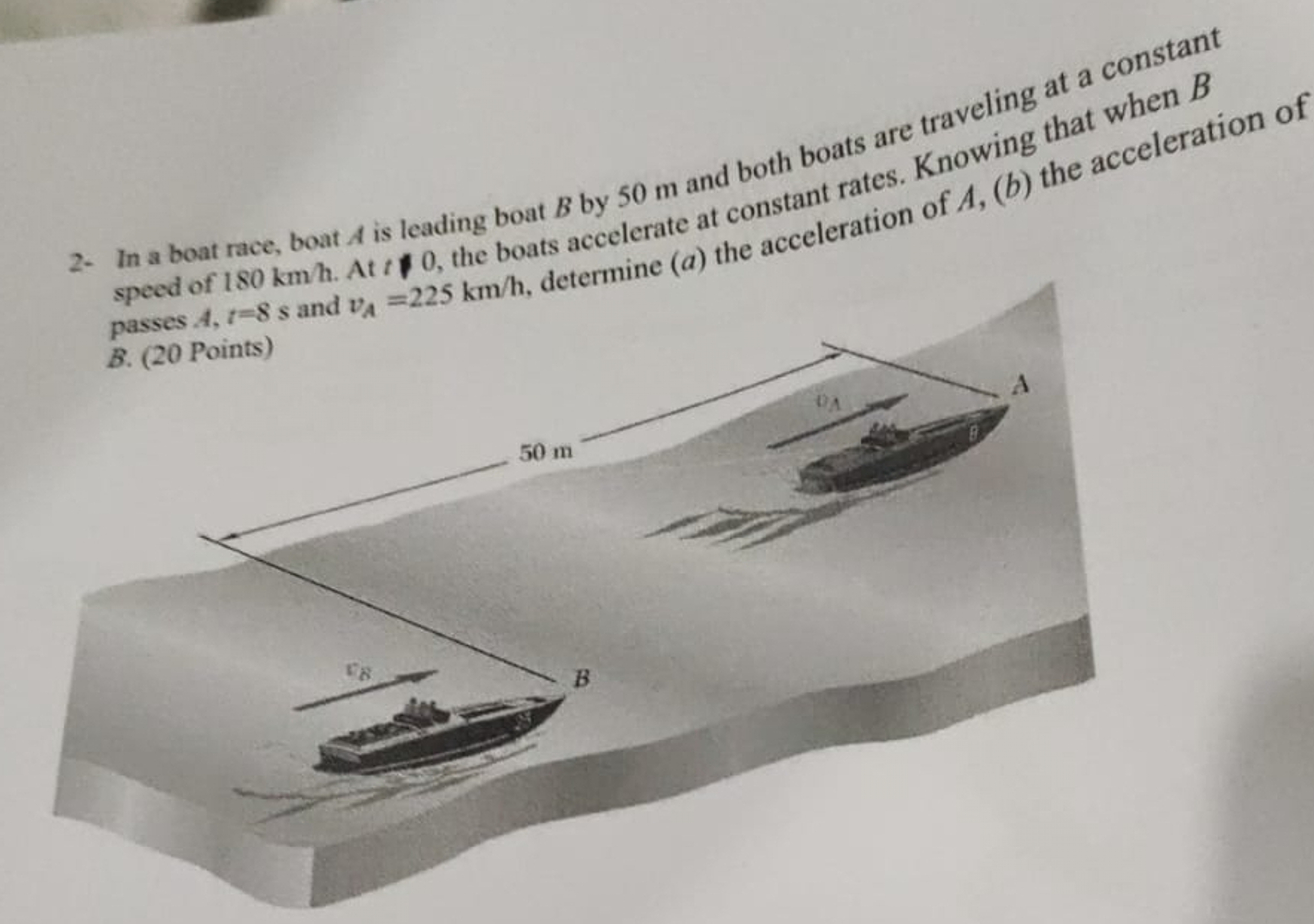 passes A , t = 8 and v A = 2 2 5 k m h ,