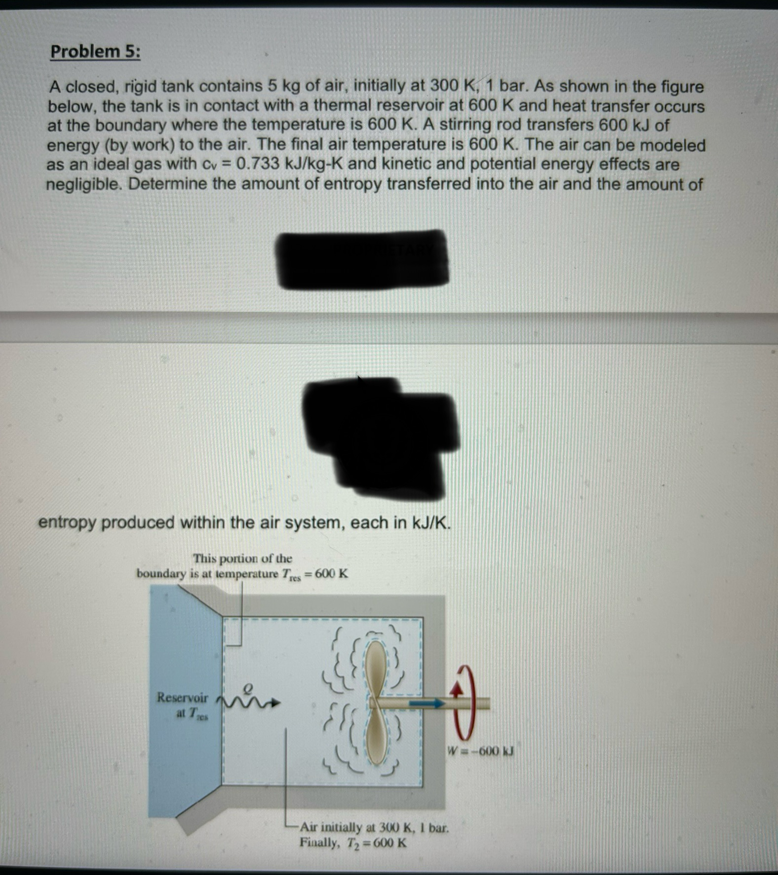 Problem 5 : A closed, rigid tank contains 5 kg of