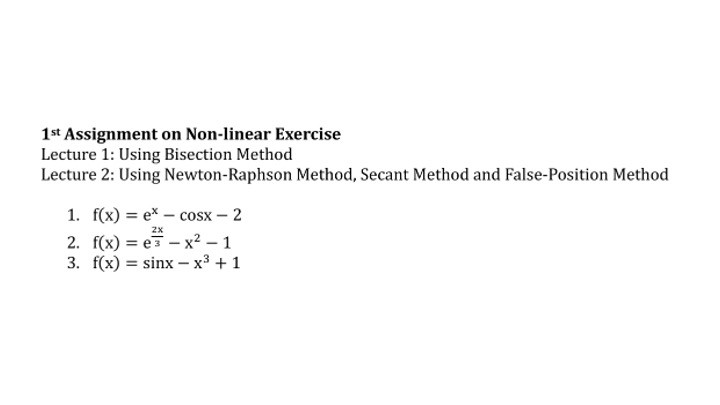 Solve the Non - linear Exercise using Excel