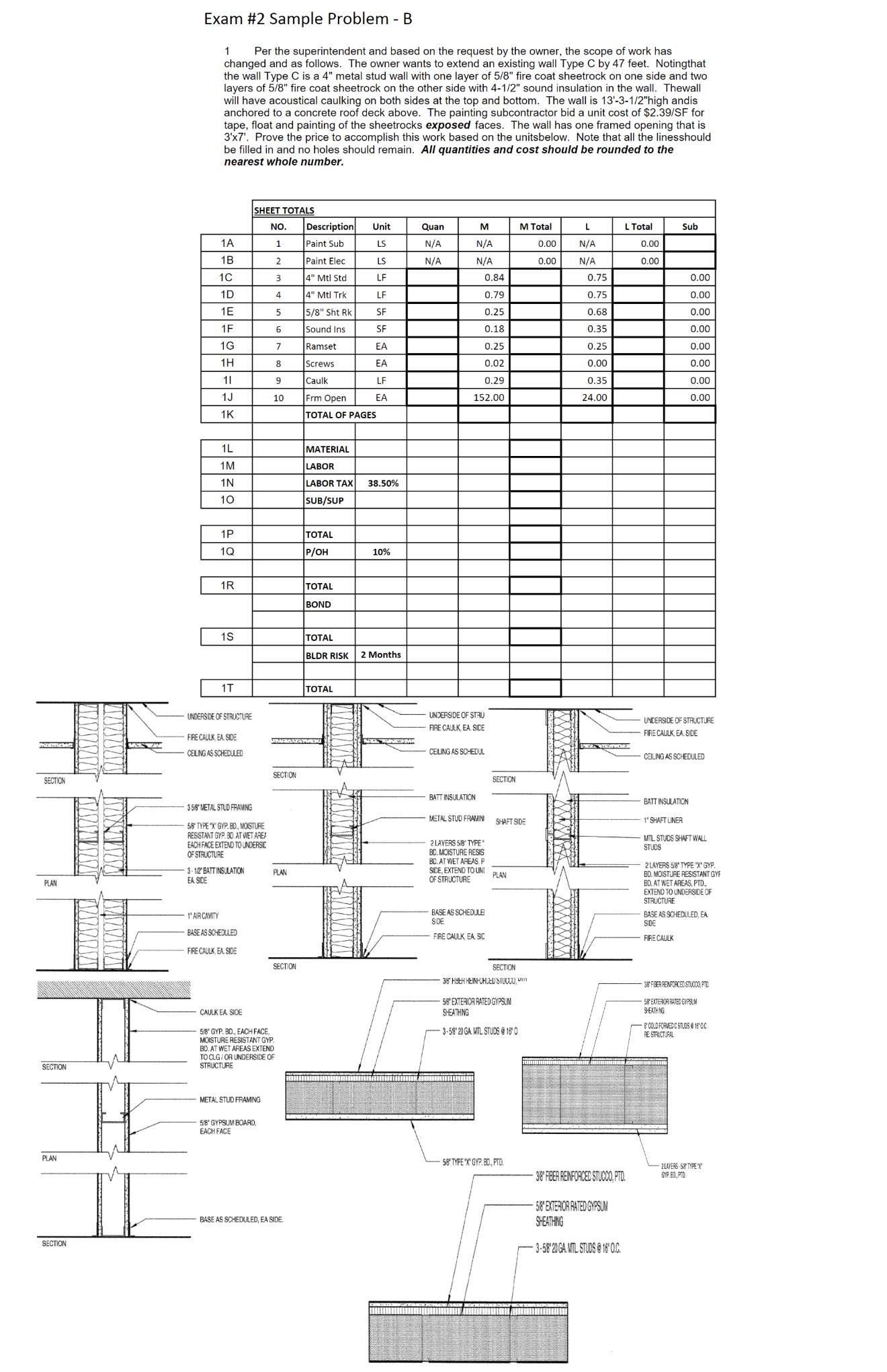 Exam # 2 Sample Problem - B 1 Per the