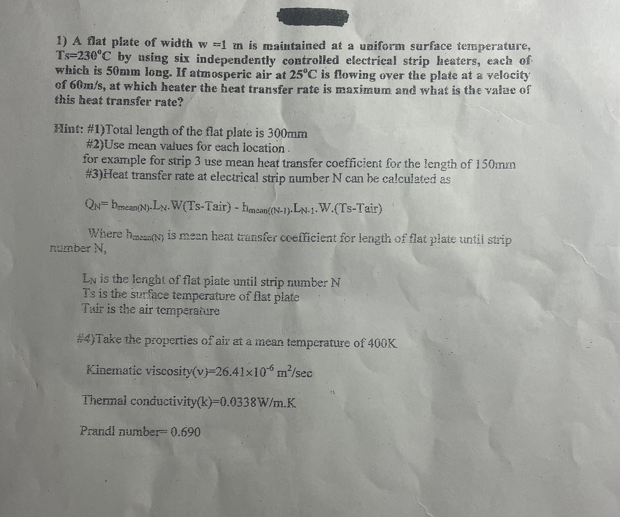 A hat plate of width w = 1 an is mantained a a