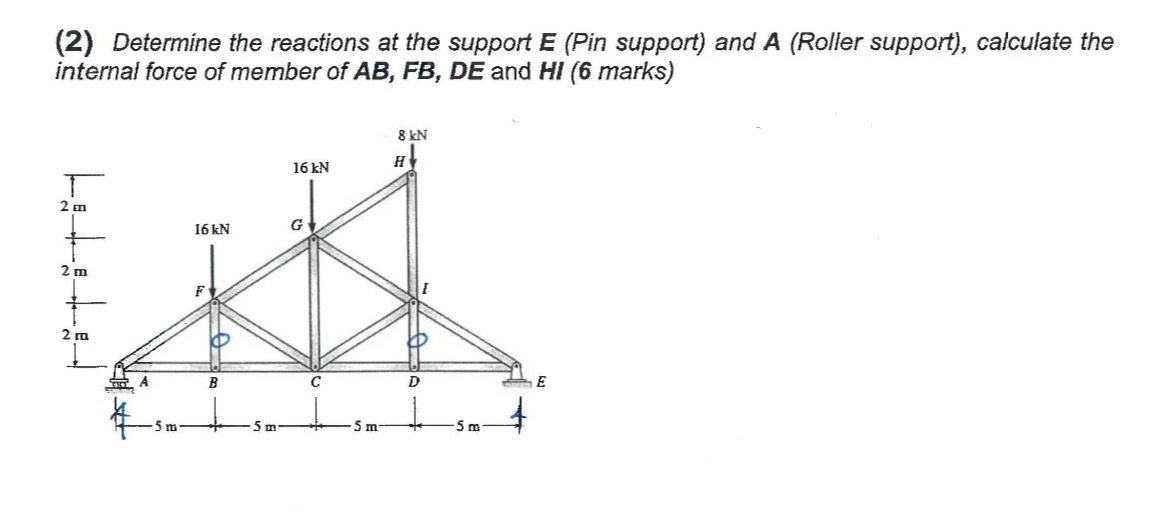 ( 2 ) Determine the reactions at the support E (