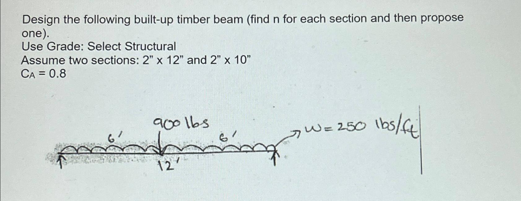 Design the following built - up timber beam (