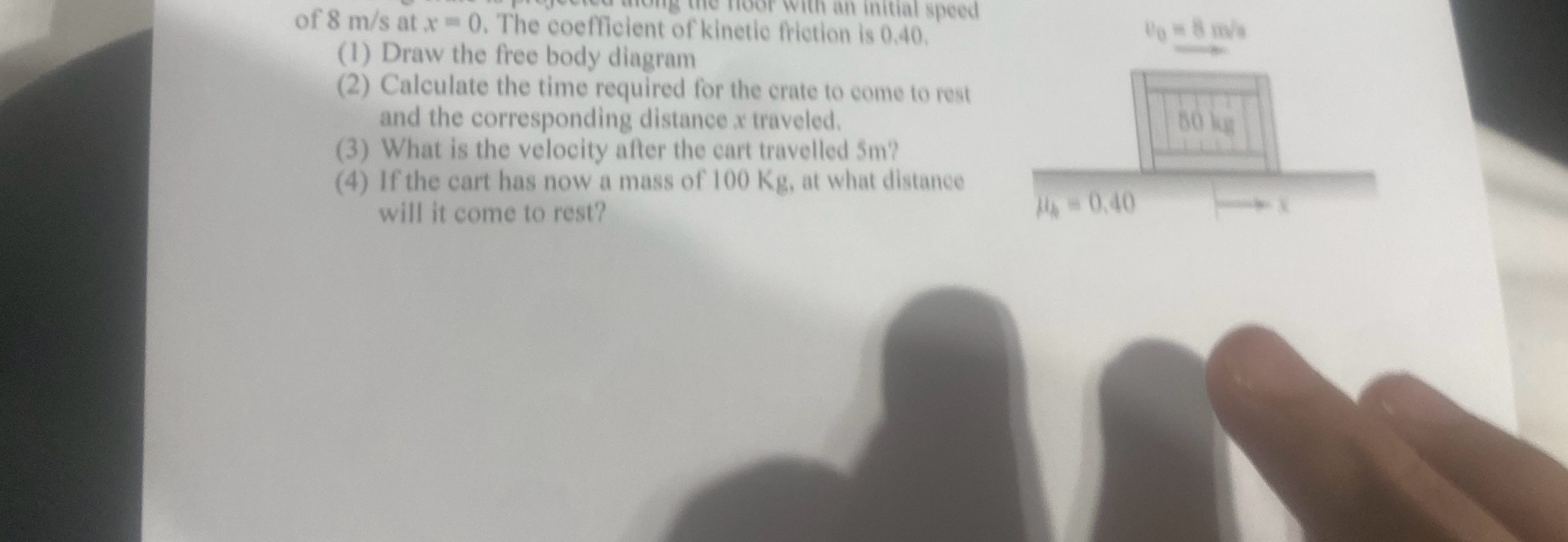 of 8 m s at x = 0 . The eneffieted ( 1 ) Draw the
