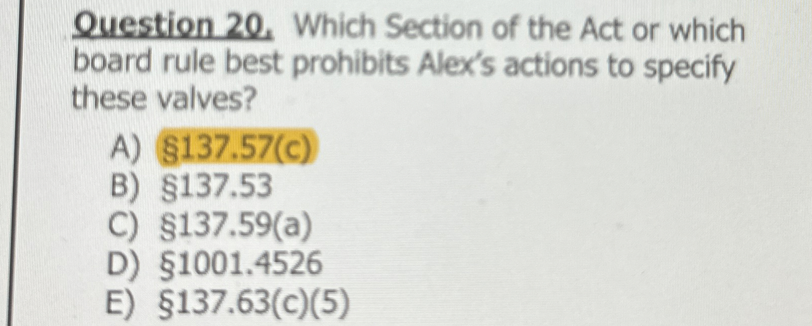 Question 2 0 . Which Section of the Act or which