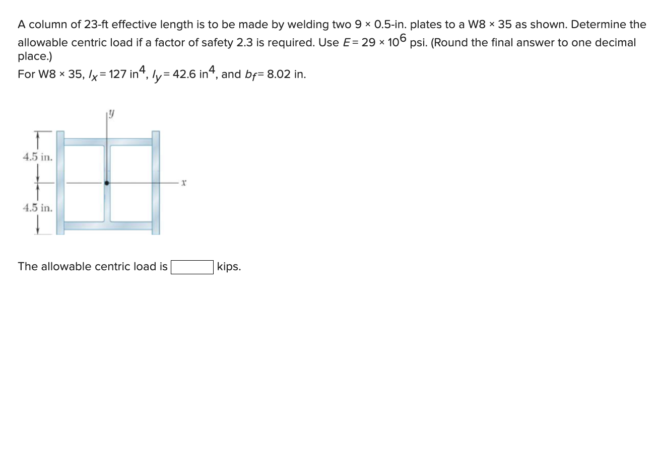 A column of 2 3 - f t effective length is to be