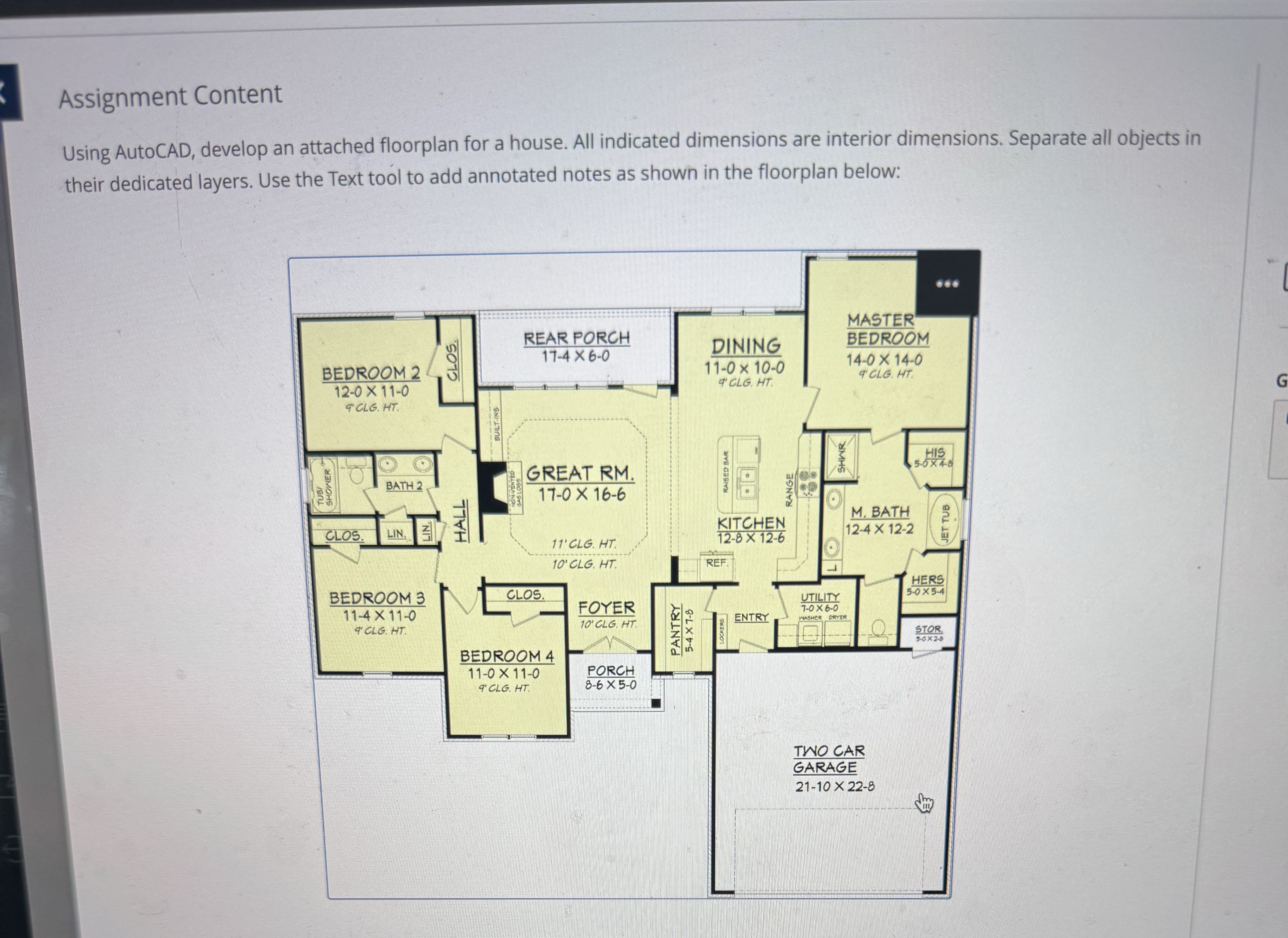 Assignment Content Using AutoCAD, develop an