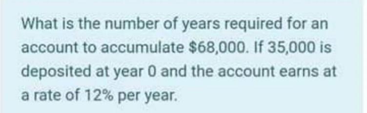 What is the number of years required for an