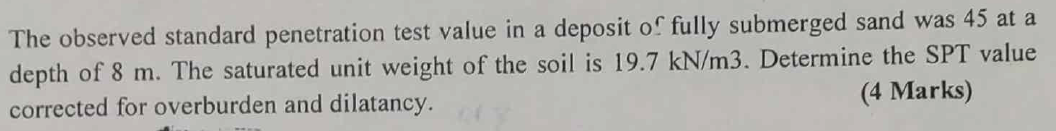 The observed standard penetration test value in a
