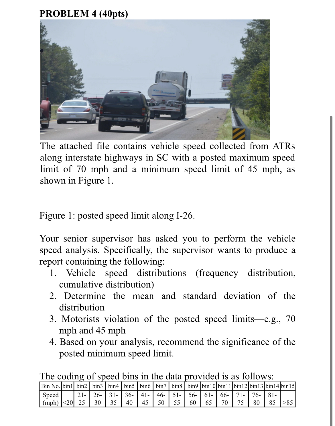 The attached file contains vehicle speed