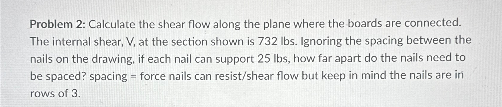 Problem 2 : Calculate the shear flow along the