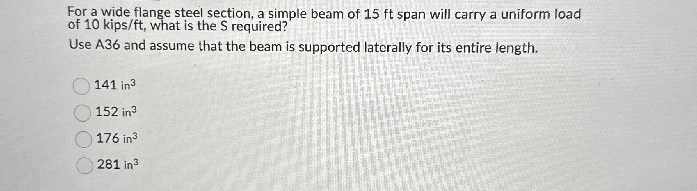 For a wide flange steel section, a simple beam of