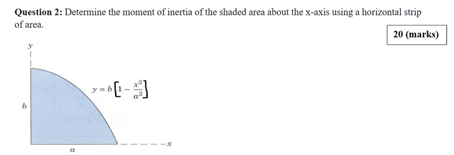 Question 2 : Determine the moment of inertia of