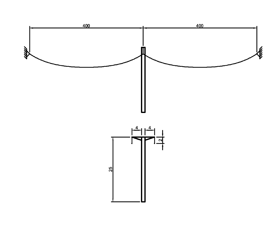 A conductor is installed on two spans adjacent to