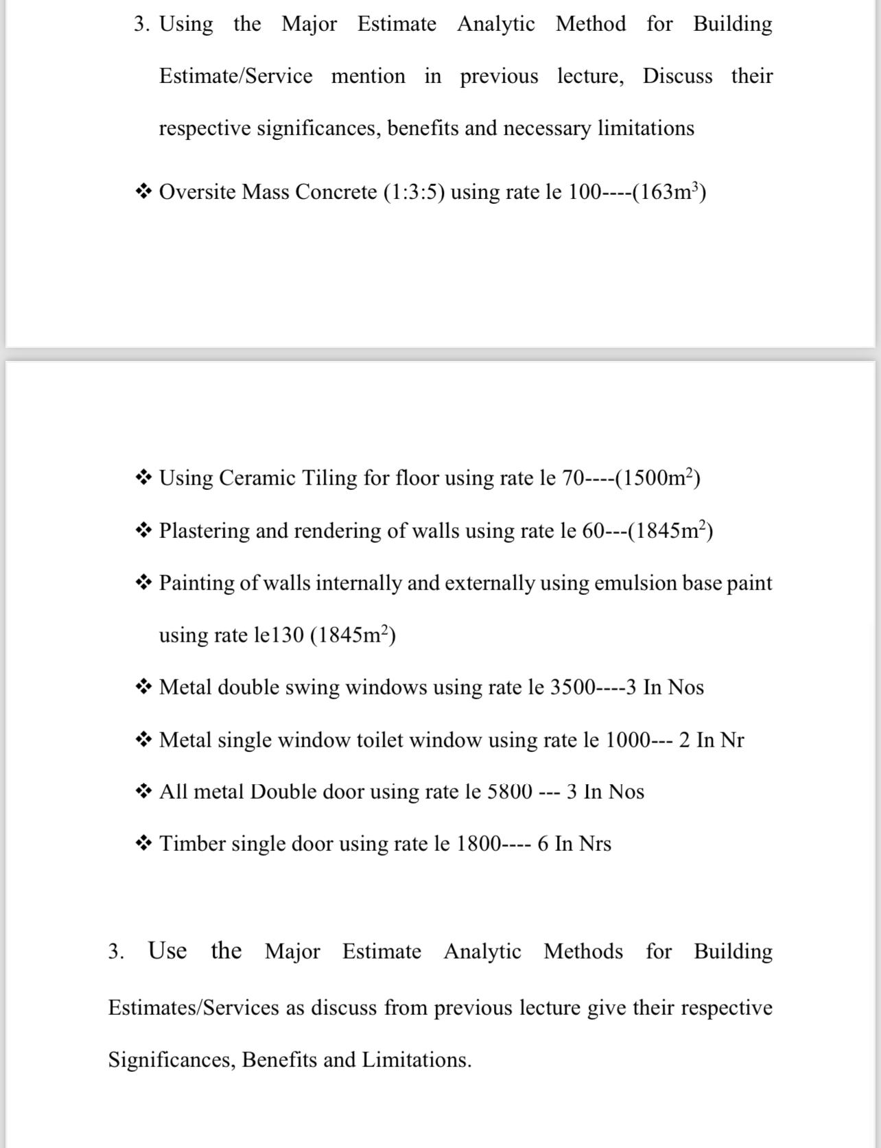 Using the Major Estimate Analytic Method for