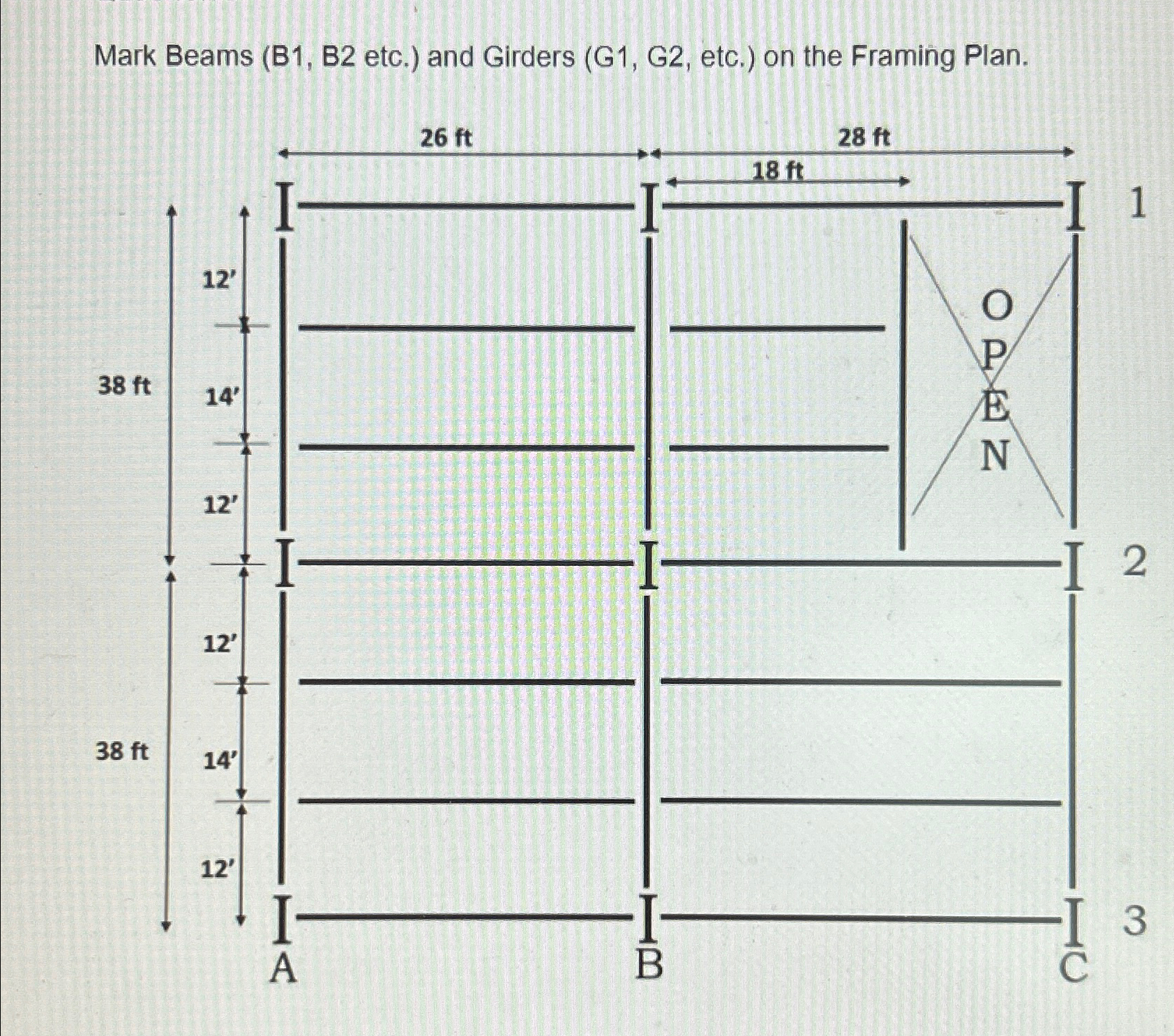 Mark Beams ( B 1 , B 2 etc. ) and Girders ( G 1 ,