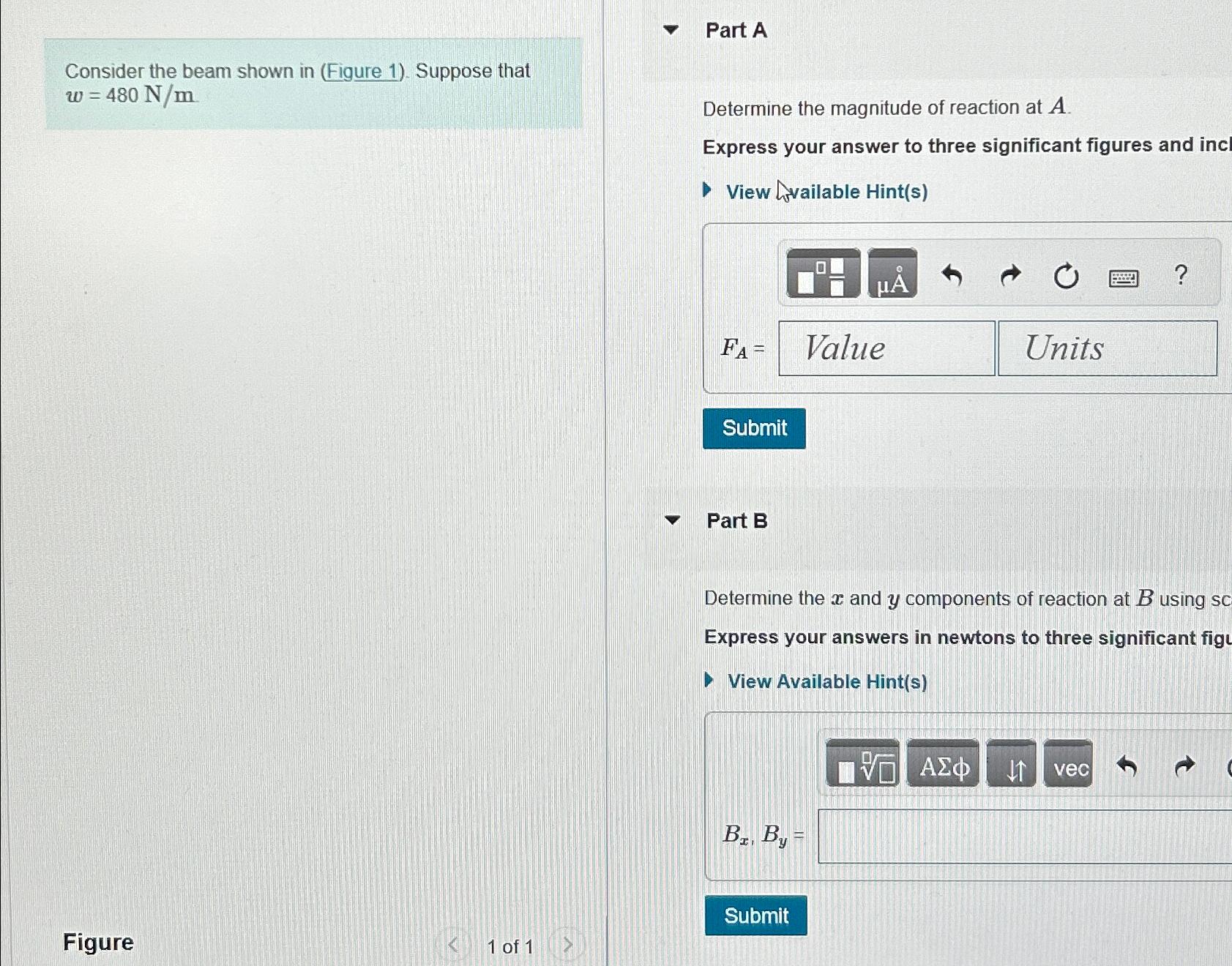 Part A Consider the beam shown in ( Figure 1 ) .