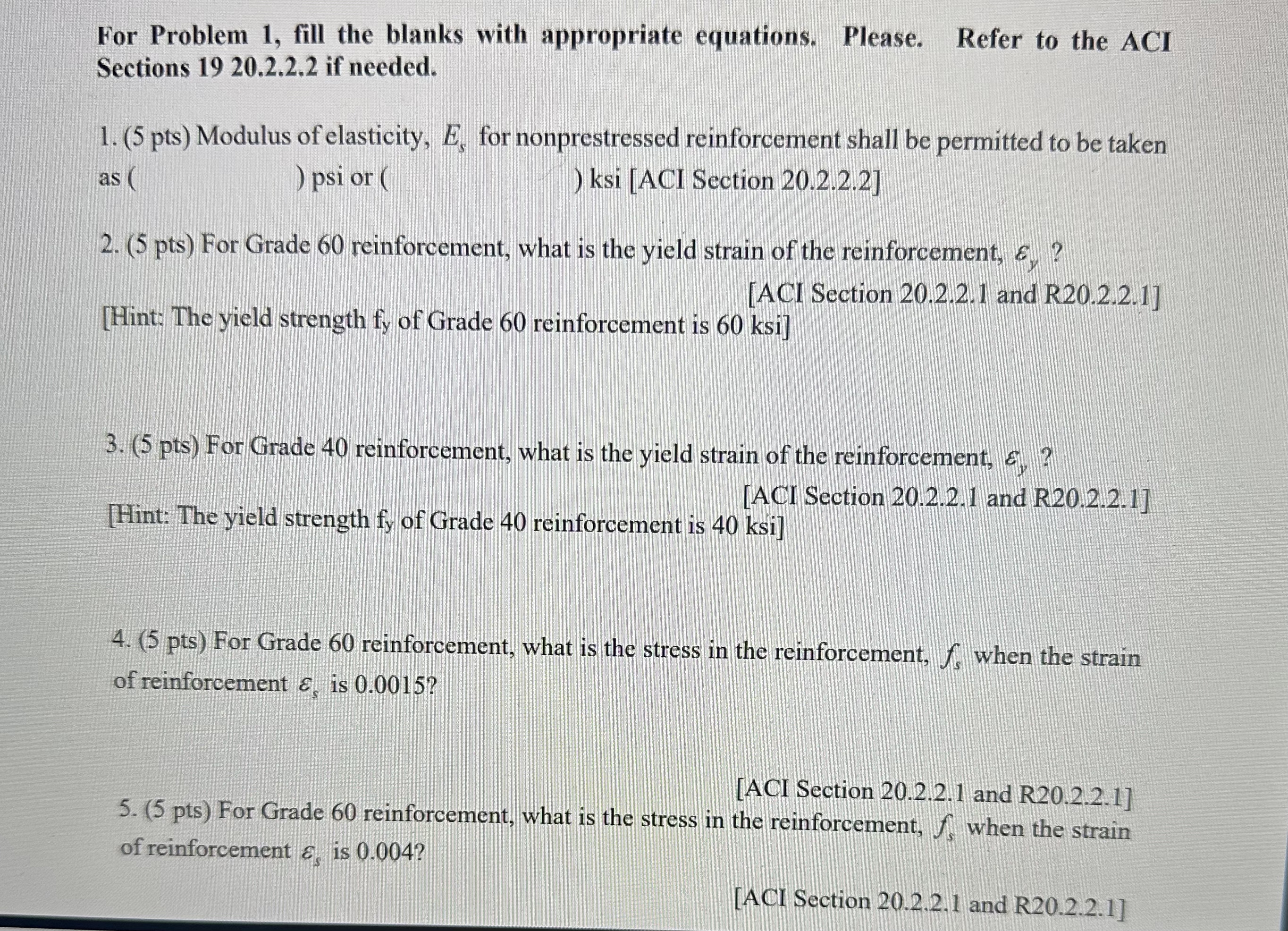 For Problem 1 , fill the blanks with appropriate