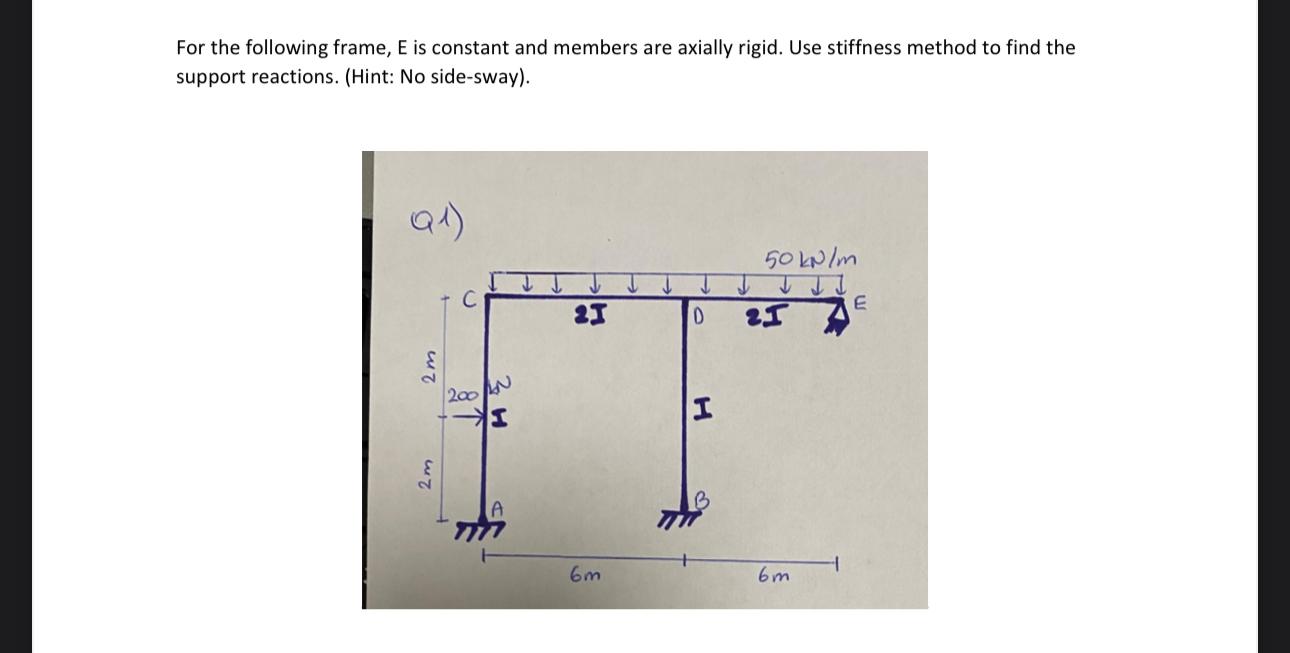 For the following frame, E is constant and