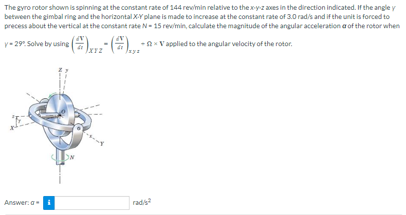 The gyro rotor shown is spinning at the constant