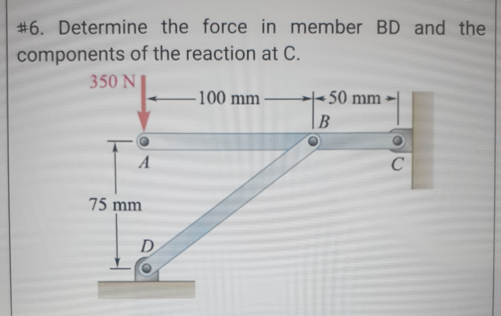 # 6 . Determine the force in member BD and the
