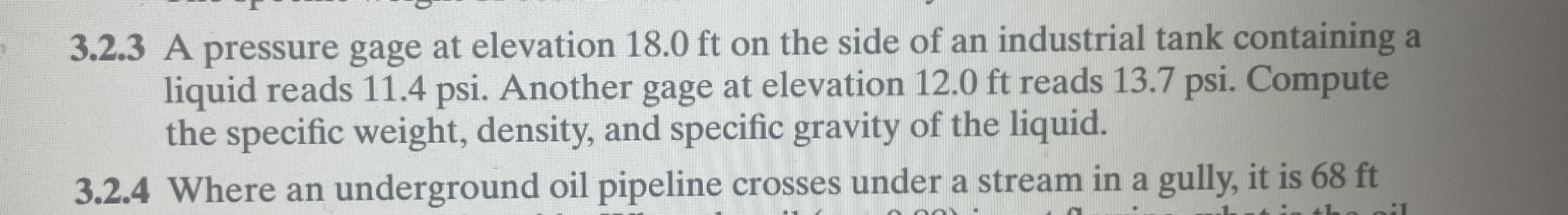 3 . 2 . 3 A pressure gage at elevation 1 8 . 0 ft