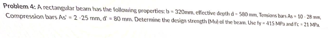 USE NSCP 2 0 1 5 Problem 4 : A rectangular beam