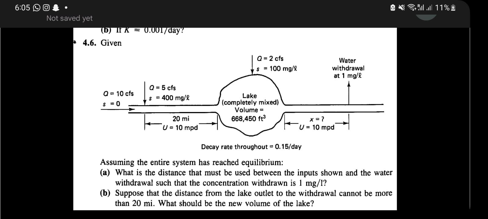 ( b ) If K = 0 . 0 0 1 d a y ? 4 . 6 . Given