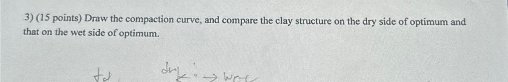 ( 1 5 points ) Draw the compaction curve, and
