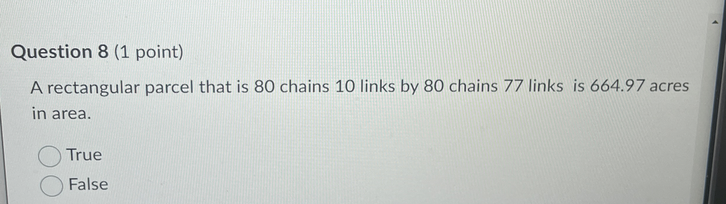 Question 8 ( 1 point ) A rectangular parcel that