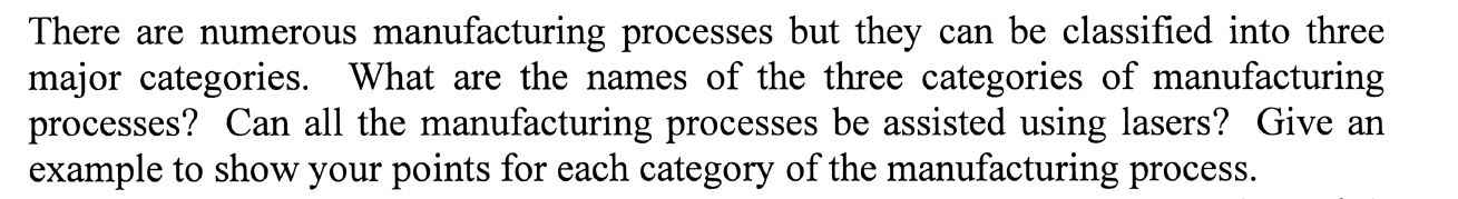 There are numerous manufacturing processes but