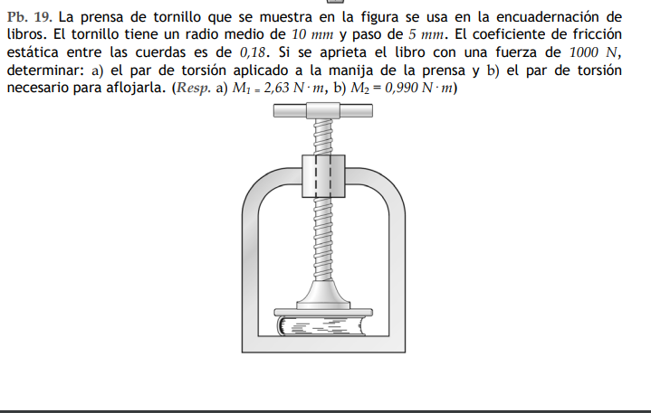 Pb . 1 9 . The screw press shown in the figure is
