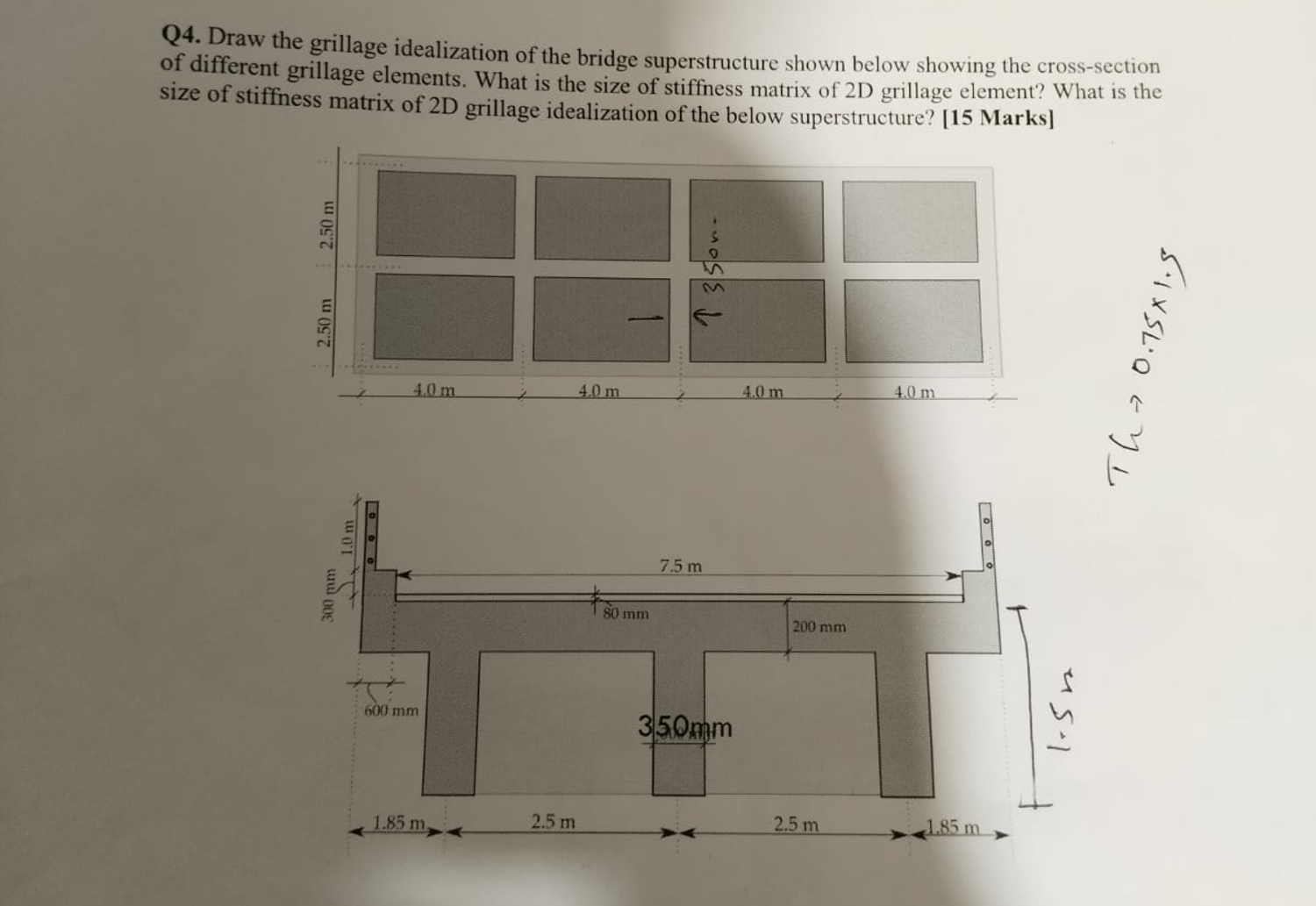 Q 4 . Draw the grillage idealization of the