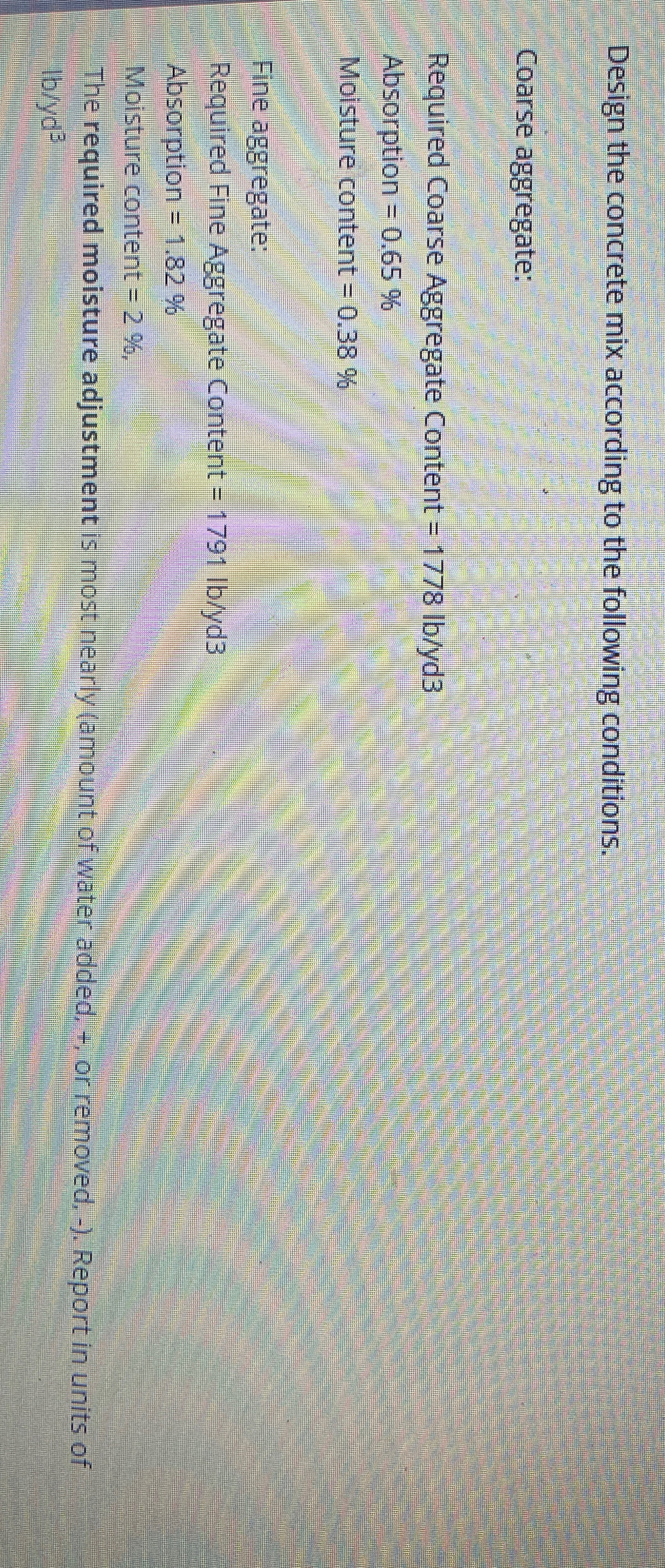 Design the concrete mix according to the