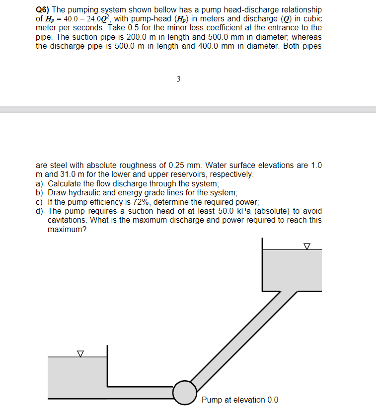 a ) Calculate the flow discharge through the