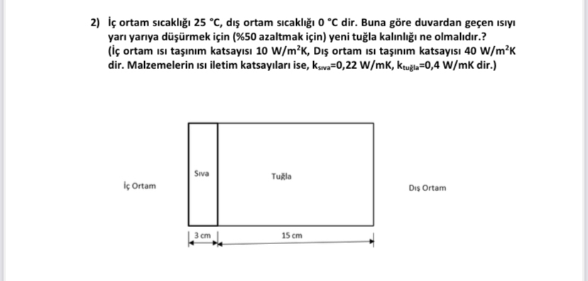 ortam s cakl 2 5 C , d ortam s cakl 0 C dir. Buna