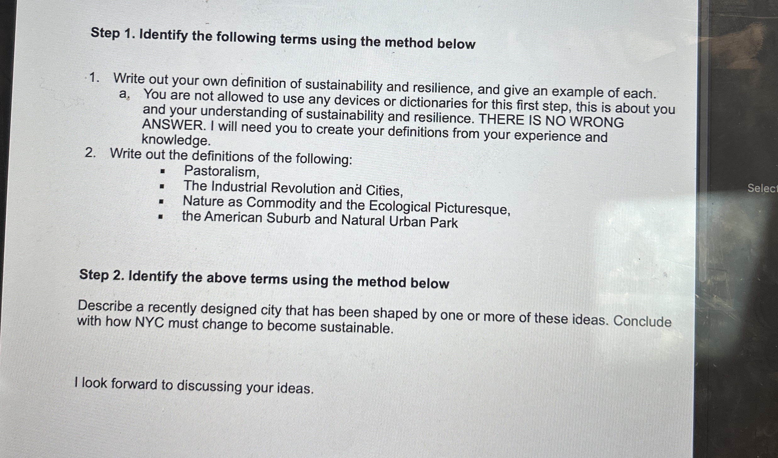 Step 1 . Identify the following terms using the