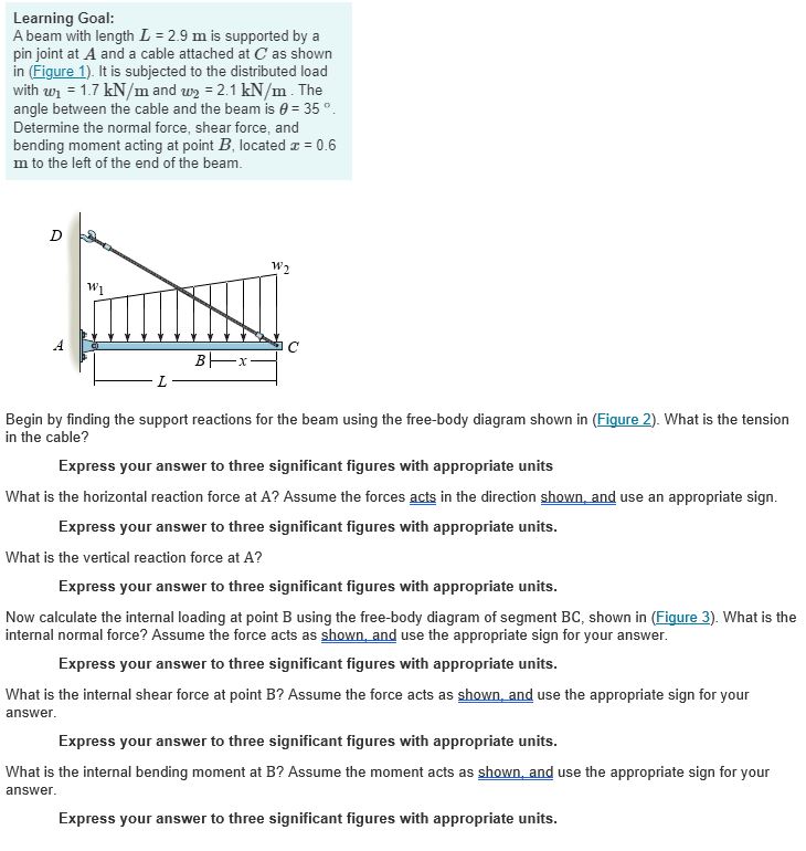 Learning Goal: A beam with length L = 2 . 9 m is