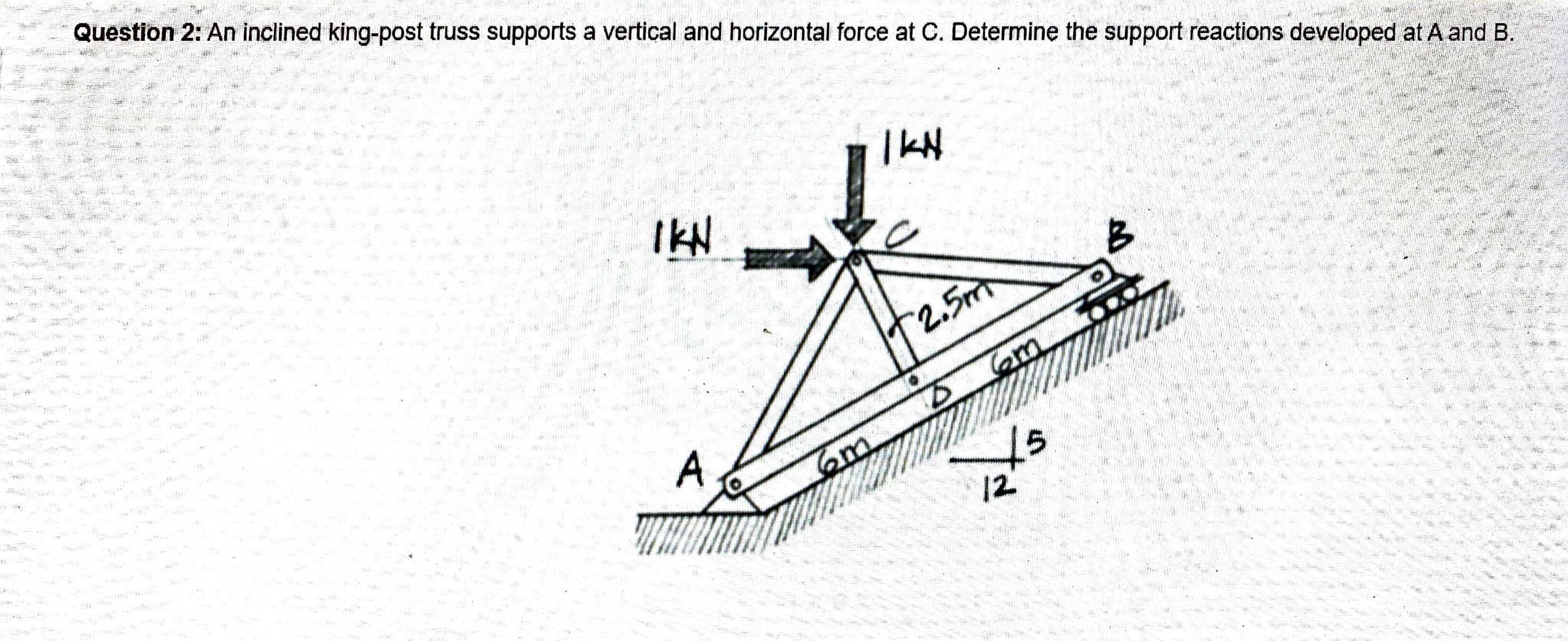 Question 2 : An inclined king - post truss