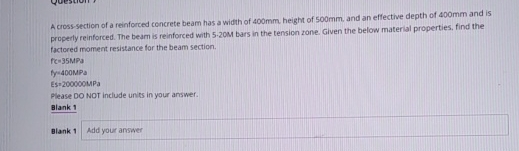 A cross - section of a reinforced concrete beam