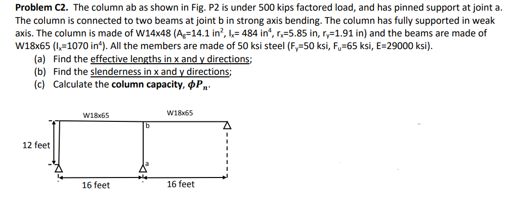 Problem C 2 . The column ab as shown in Fig. P 2