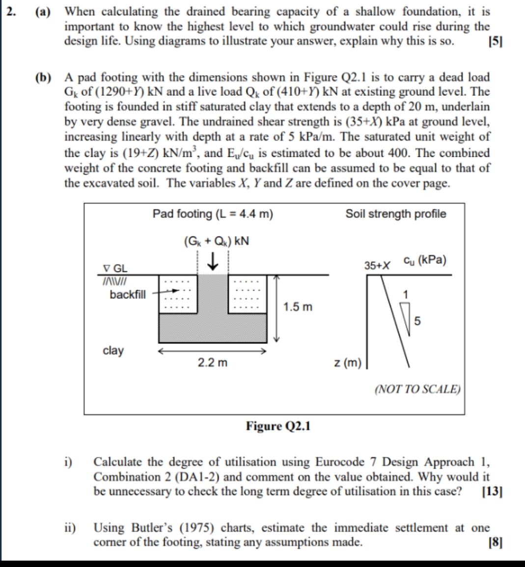 ( a ) When calculating the drained bearing