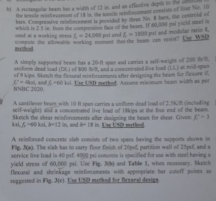 b ) A rectangular beam has a width of 1 2 in .