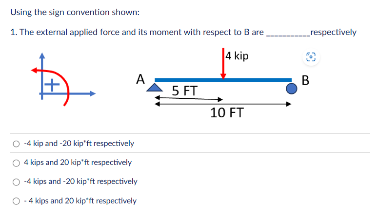 Using the sign convention shown: The external